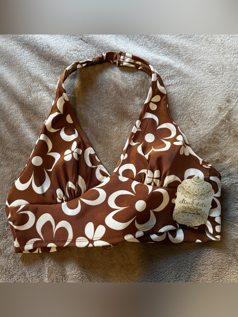 Altar'd State Brown and White Floral Crop Top